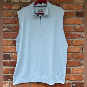 Straight Down Men's Sleeveless Pullover Vest 1/4 Zip Size XL Light Blue